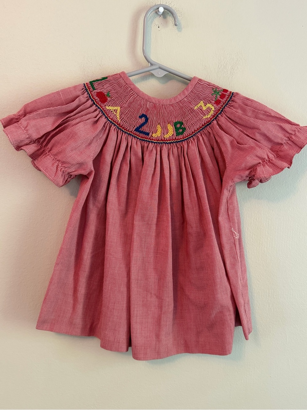 Be Mine Smocked Red Gingham ABC Top